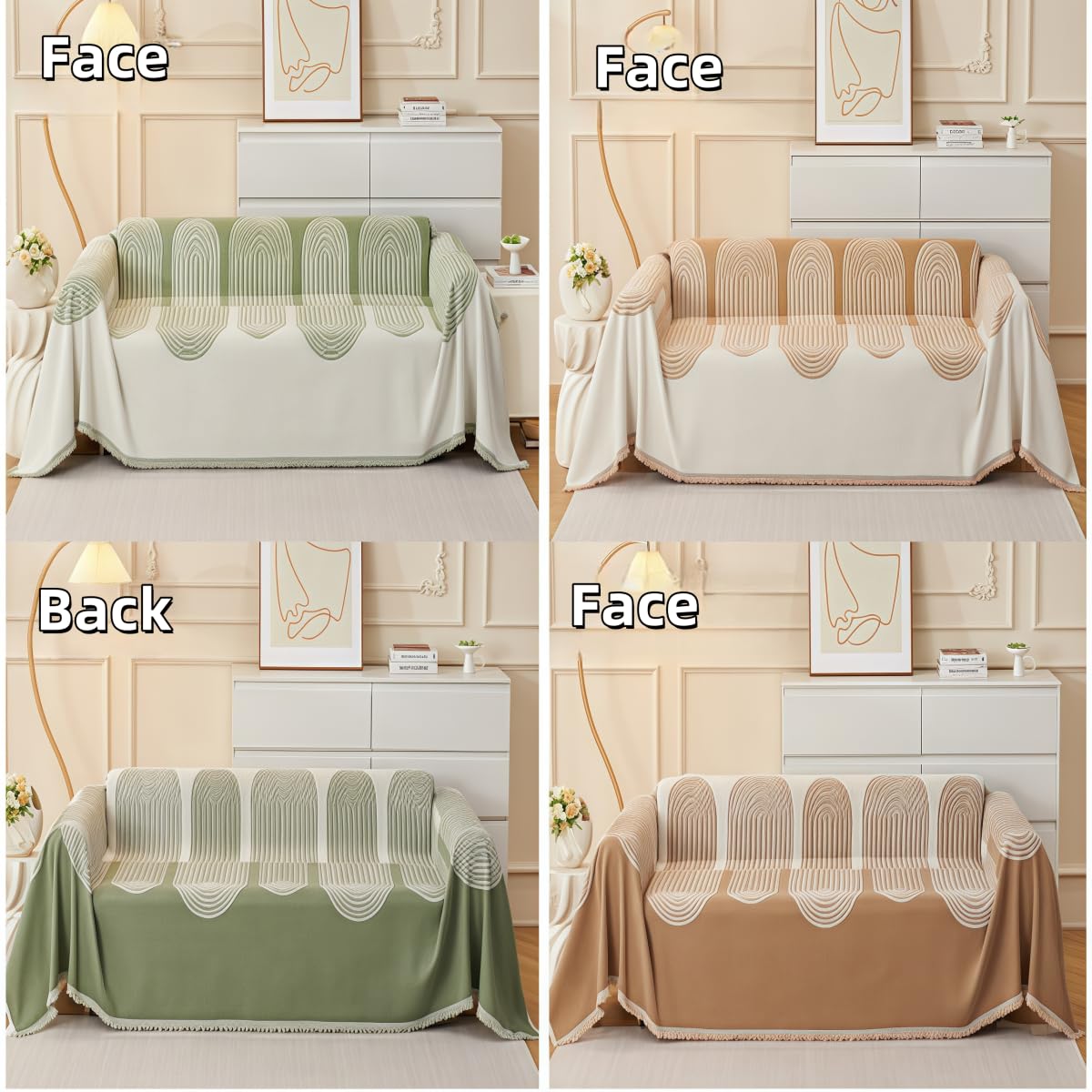 Générique Boho Elegance Chenille Sofa Cover,Micrscopic Double-Sided Reversible Chenille Sofa Covers,Pet-Friendly Washable Couch Covers, Anti-Cat Scratching, Durable Wrinkle Resistan (3,70.8 * 59 in)