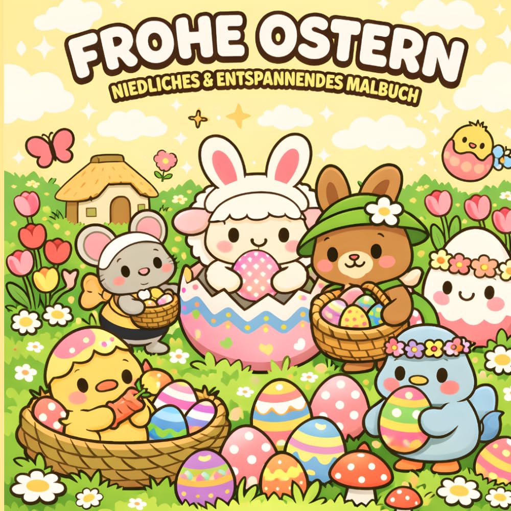 Frohe Ostern: Niedliches & Entspannendes Malbuch: Oster Malbuch für Erwachsene und Kinder mit 40 Süßen Cozy Ausmalbildern | Niedliche Osterhasen, ... zum Ausmalen und Entspannen | Ostergeschenk