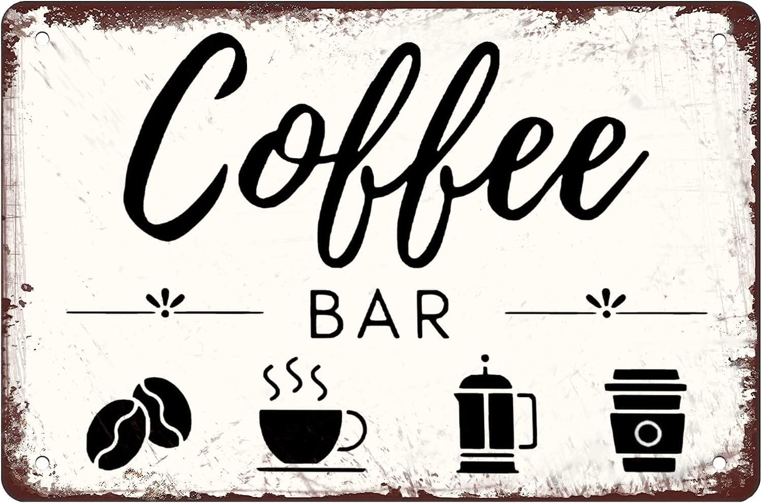 Coffee Bar Vintage Metal Aluminum Tin Sign Door Signs Exterior 8"x12"