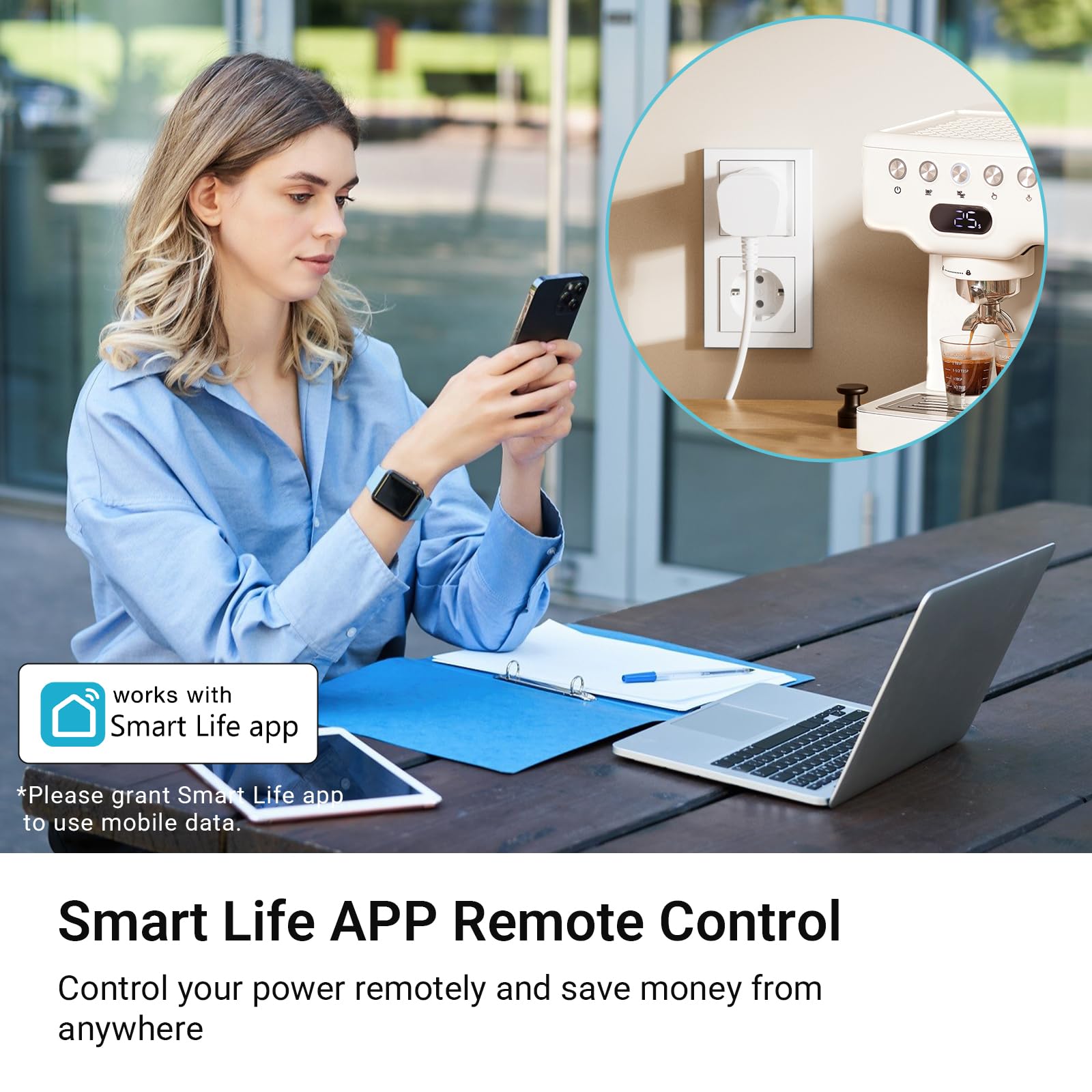 Matter Enchufes Inteligentes con Consumo de Energía, Enchufe WiFi para Hogar Inteligente, Compatible con Apple HomeKit, Alexa y Google, Acceso Remoto, No Requiere Hub, Mini 2Pack