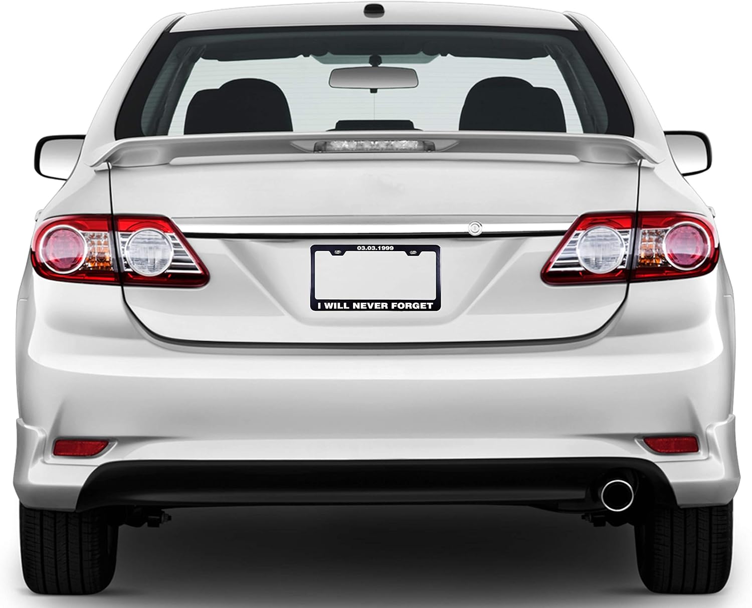 Printtoo Black Est. Date & I Will Never Forgot License Plate Frame 2 Hole Stainless Steel Waterproof Vinyl Cut Letters-12 x 6 Inches
