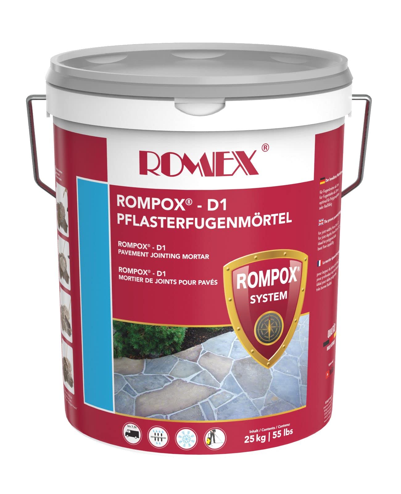 D1 Pavement Fixing Mortar 2K, 25 Kg Bucket, Stone Grey