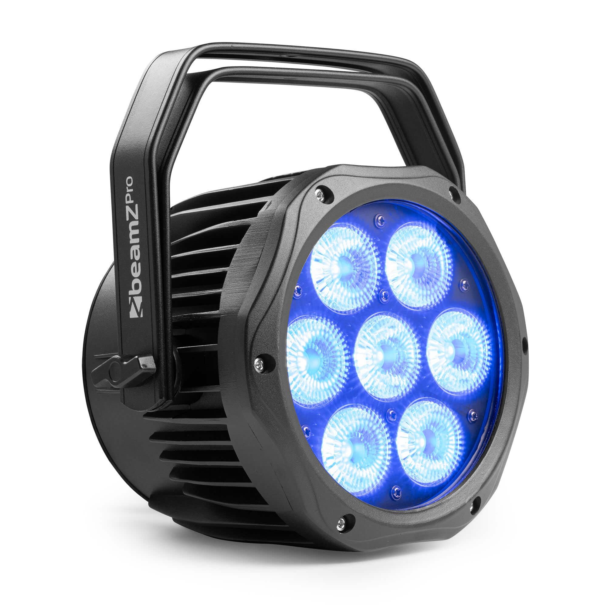 Beamz Professional BWA410 Projecteur PAR CAN IP65-7x LED RGBW, 10W par LED, Aluminium, Boitier Étanche, Utilisation Intérieure ou Extérieure
