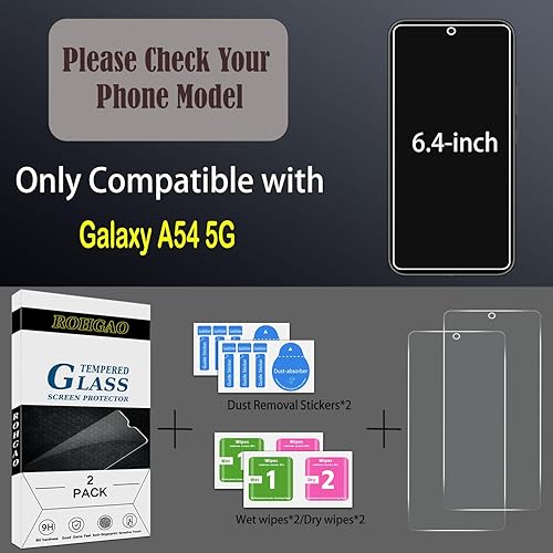 Miniatura 2 de Paquete de 2 protectores de pantalla para Samsung Galaxy A53 5G, vidrio templado, fácil de instalar, antiarañazos, sin burbujas, compatible con
