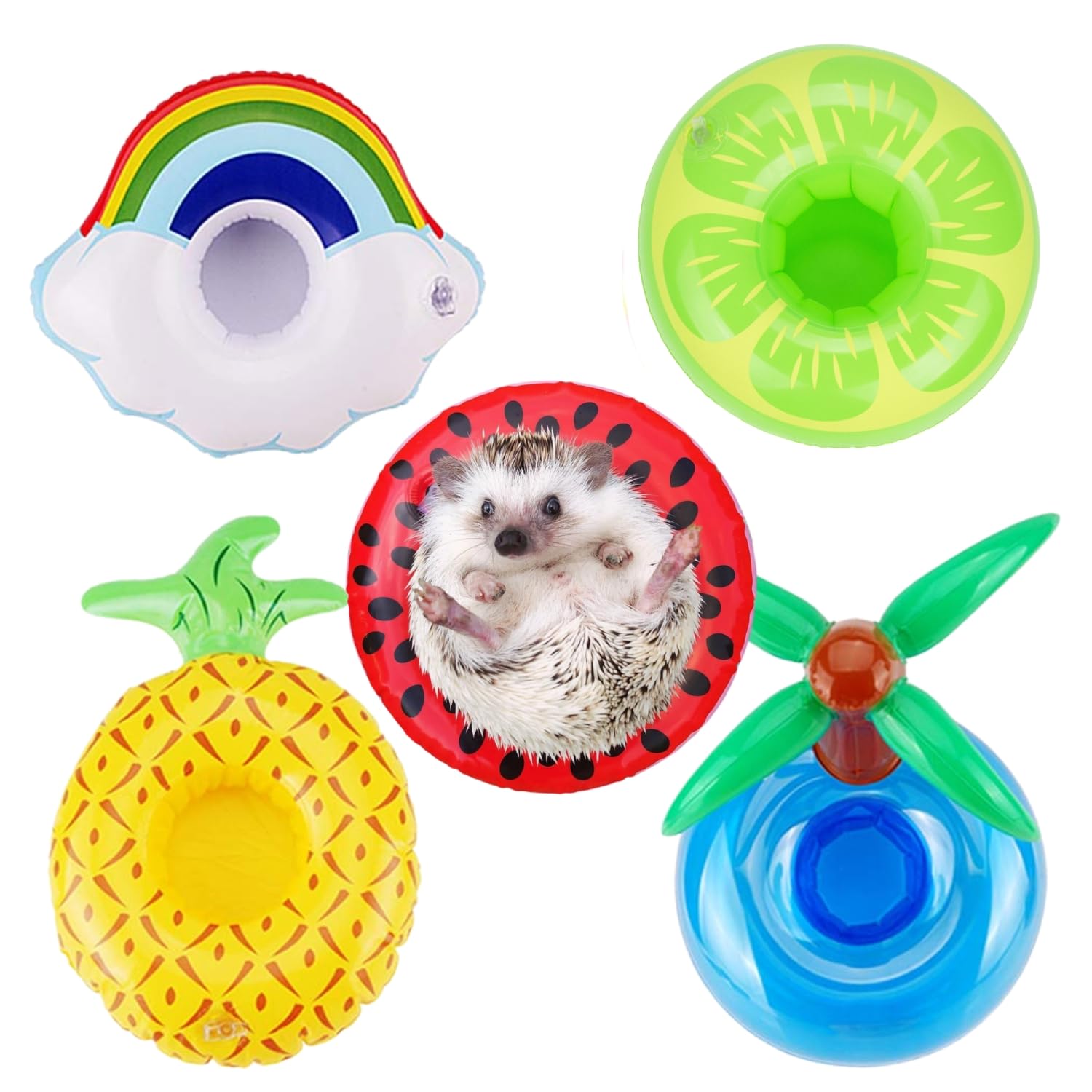 FORZENA 5PC Bearded Dragon Bathtub Toy Small Animal Toy Inflatable Float for Hedgehog Lizard Ferret Tortoise Small Pets Accessories Photo Shoot Toy (5 Pcs)
