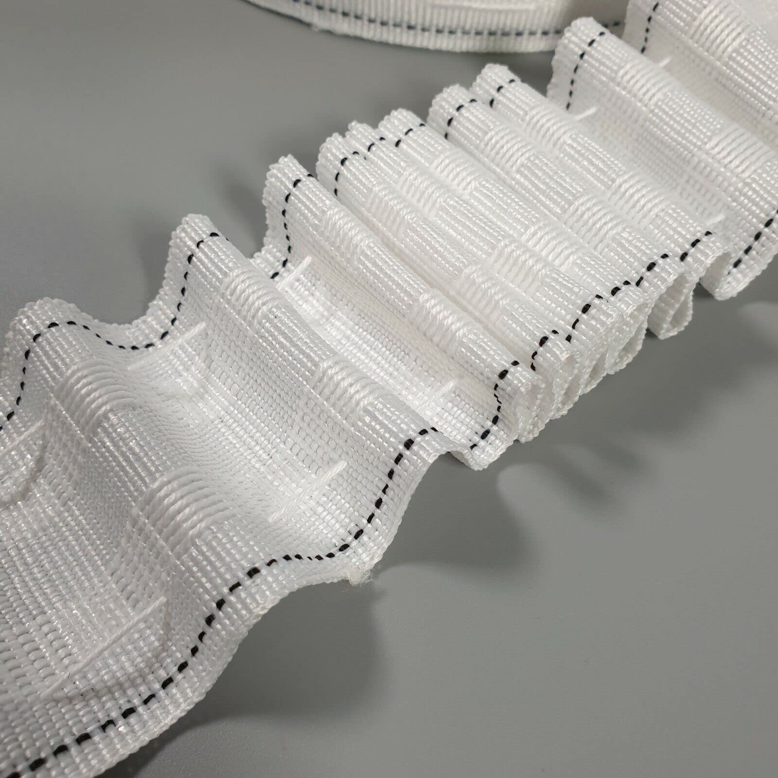 Hoonng 2" Curtain Header Tape Pencil Pleat, 5 Metres, White, W 2" x L 195" (1 Panels) - Image 2