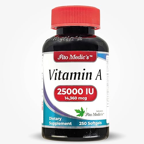 FITO MEDIC'S Laboratorio cápsulas blandas de vitamina A 25000 iu - 250 cápsulas blandas - Ultra alta absorción, piel y ojos saludables, actividad