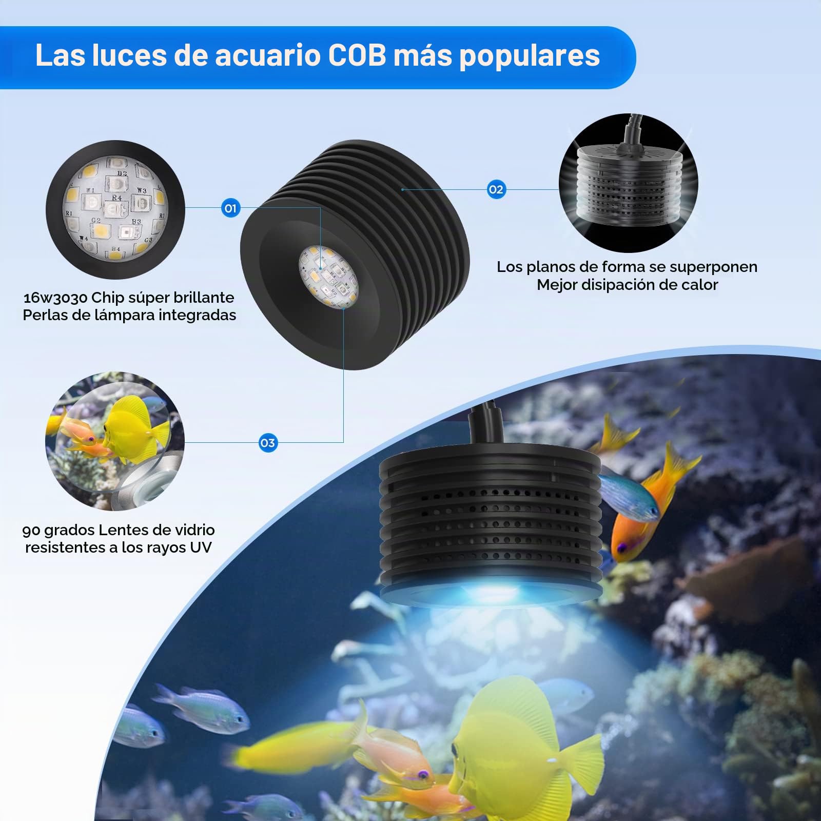 Lominie Iluminación del acuario, Espectro completo 20W LED iluminación del acuario, Clip En Agua Dulce Plantado Luz Cisne Ajustable Cuello De Cisne Para Agua Sal Coral Piscina Nano Refugio Tanque Luz
