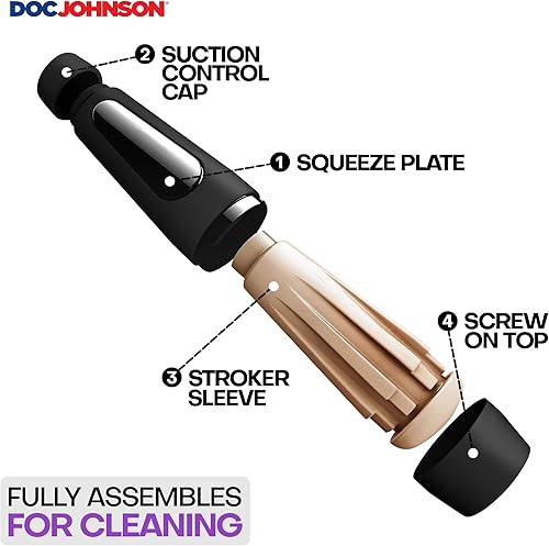 Miniatura 6 de Doc Johnson Main Squeeze - Cindy Starfall - ULTRASKYN Stroker - Placa de apriete para presión precisa - Tapa de extremo giratorio para controlar la