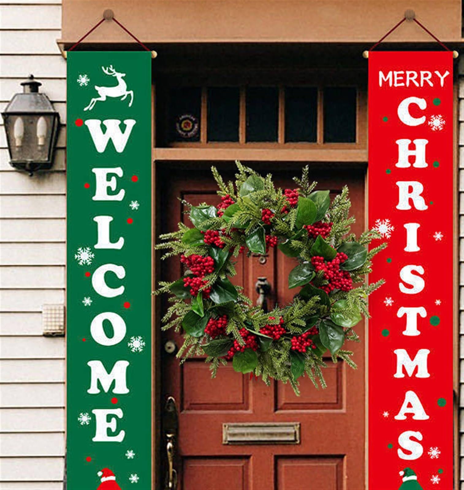 Corona Navidad Guirnalda Navideña Artificial De Invierno Decoración con Frutos Rojos Artificial Decoración