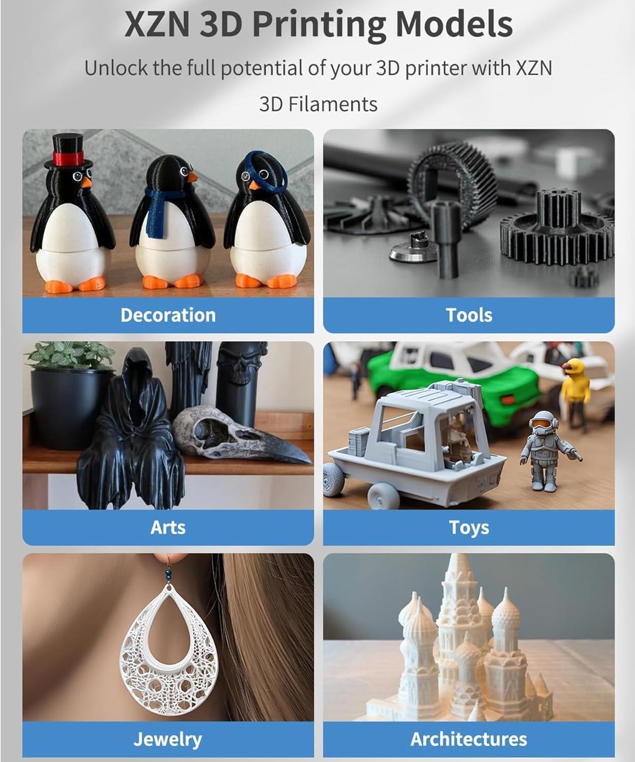 PLA Filament 1.75mm Clear, 3D Printer Filament 1kg Spool (2.2lbs), Neatly Wound, +/- 0.02mm Precision, No Clog/Bubble, Excellent Layer Adhesion, Fits Most FDM Printers - Image 8