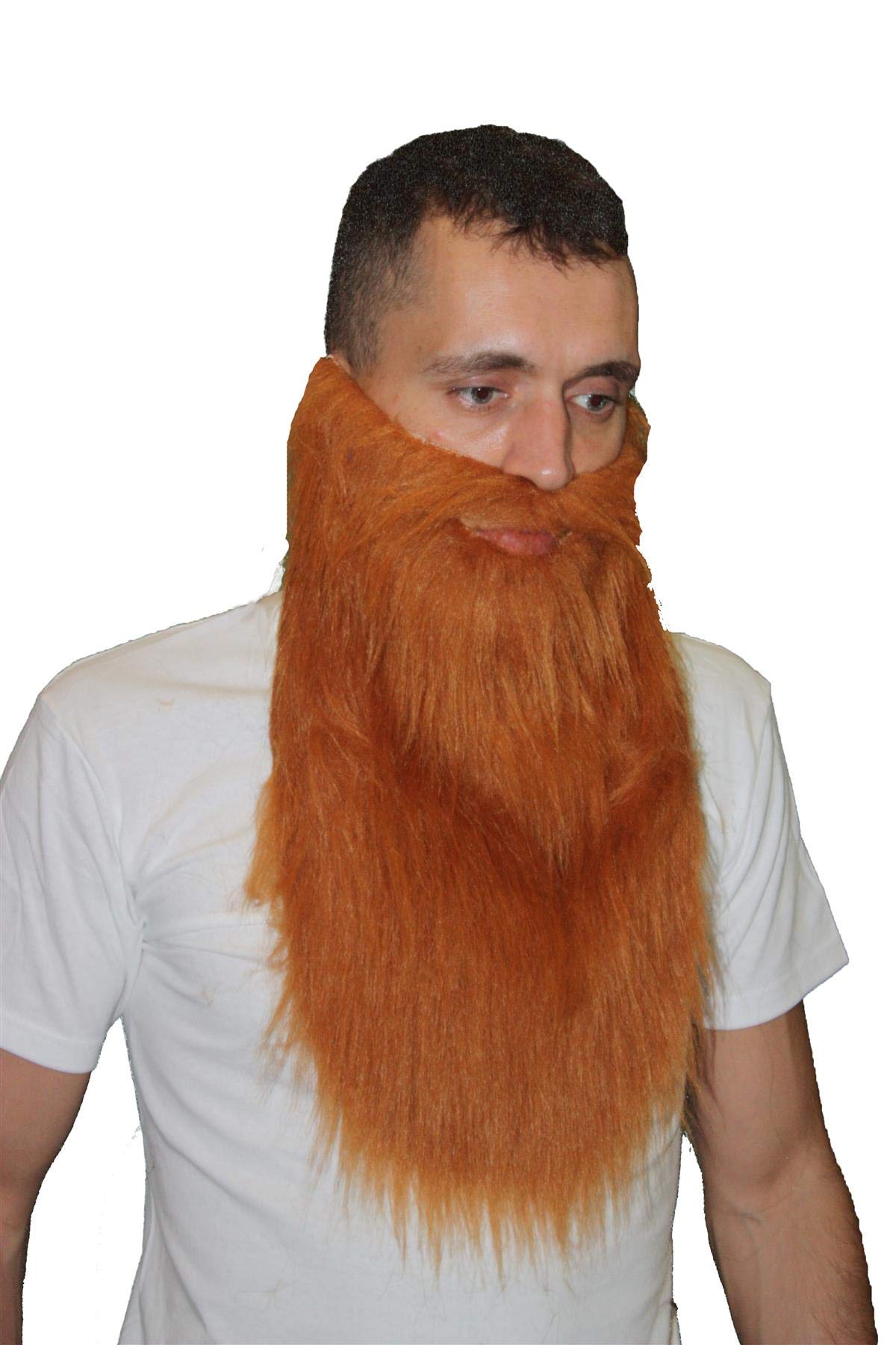 Adults 16" Length Faux Fur Beard Pirate Dwarf Dwarven Viking Fancy Dress Costume Accessory [Ginger]