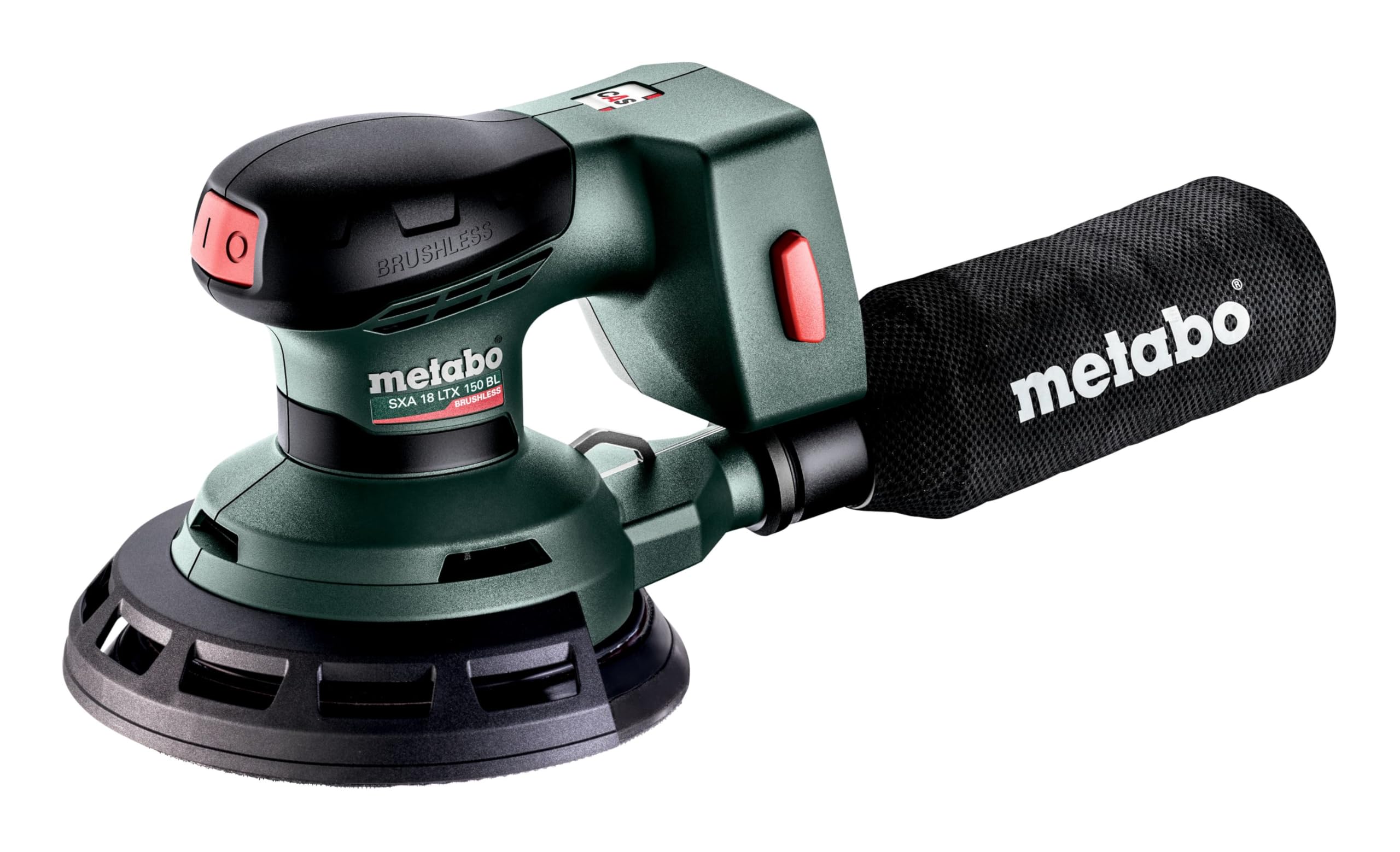 metabo Akumulatorowa szlifierka mimośrodowa SXA 18 LTX 150 BL – 18 V, 150 mm Ø talerza szlifierskiego – wiele otworów, regulacja prędkości obrotowej, miękki uchwyt, worek na kurz, niski poziom