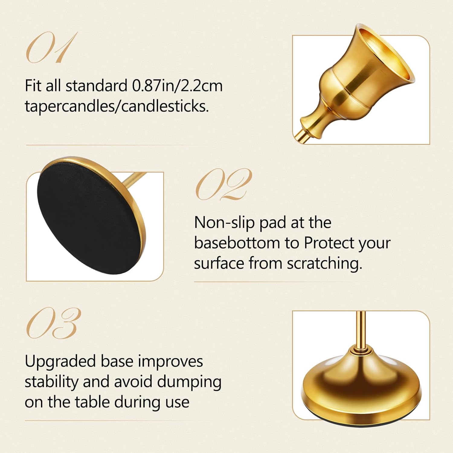 Candlestick Holders 6 PCS Metal Taper Candle Holders, KSWING Gold Candle Stick Holders Set, Perfect for Table Centerpiece Mantel Party Wedding Christmas Home Decor, Set of 6 - Image 4