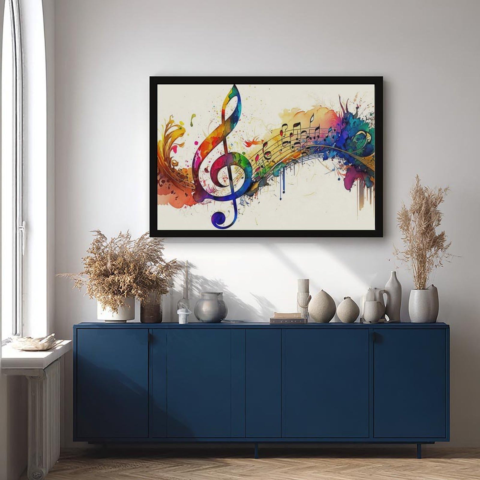 Musica da parete con note musicali, poster su tela, decorazione per camera da letto, ufficio, stanza, regalo, 61 cm L x 91,4 cm W
