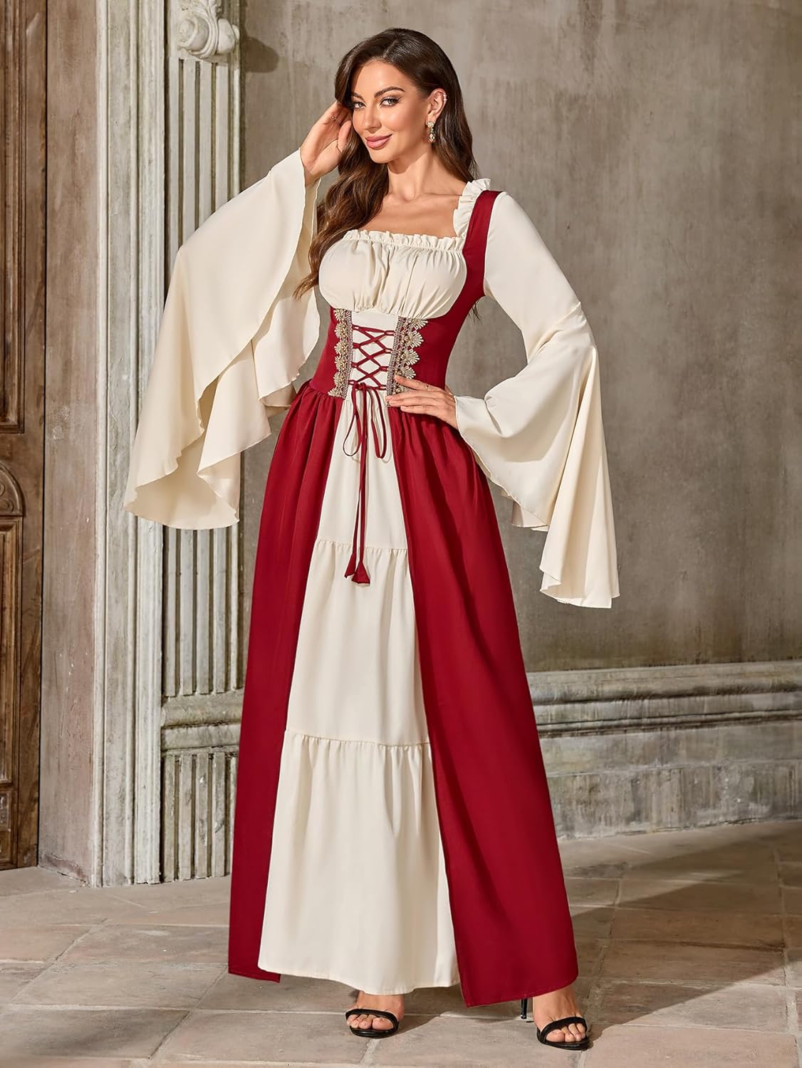 Abaowedding Women Renaissance Costume Medieval Dress Irish Cosplay - Image 3