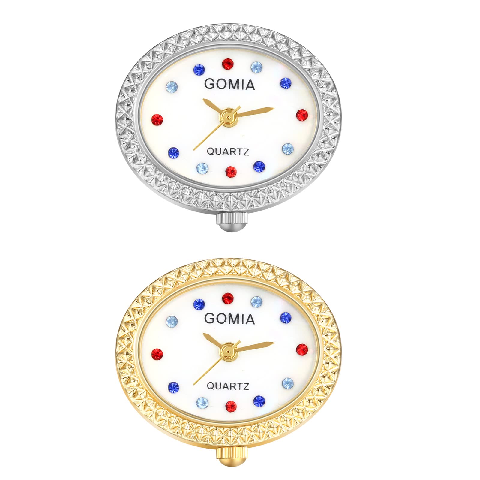 JewelryWe Novedad reloj de dedo clásico redondo colorido esfera cuarzo anillos ajustable anillo abierto reloj para Navidad, Oval Colorful Dot 2pcs