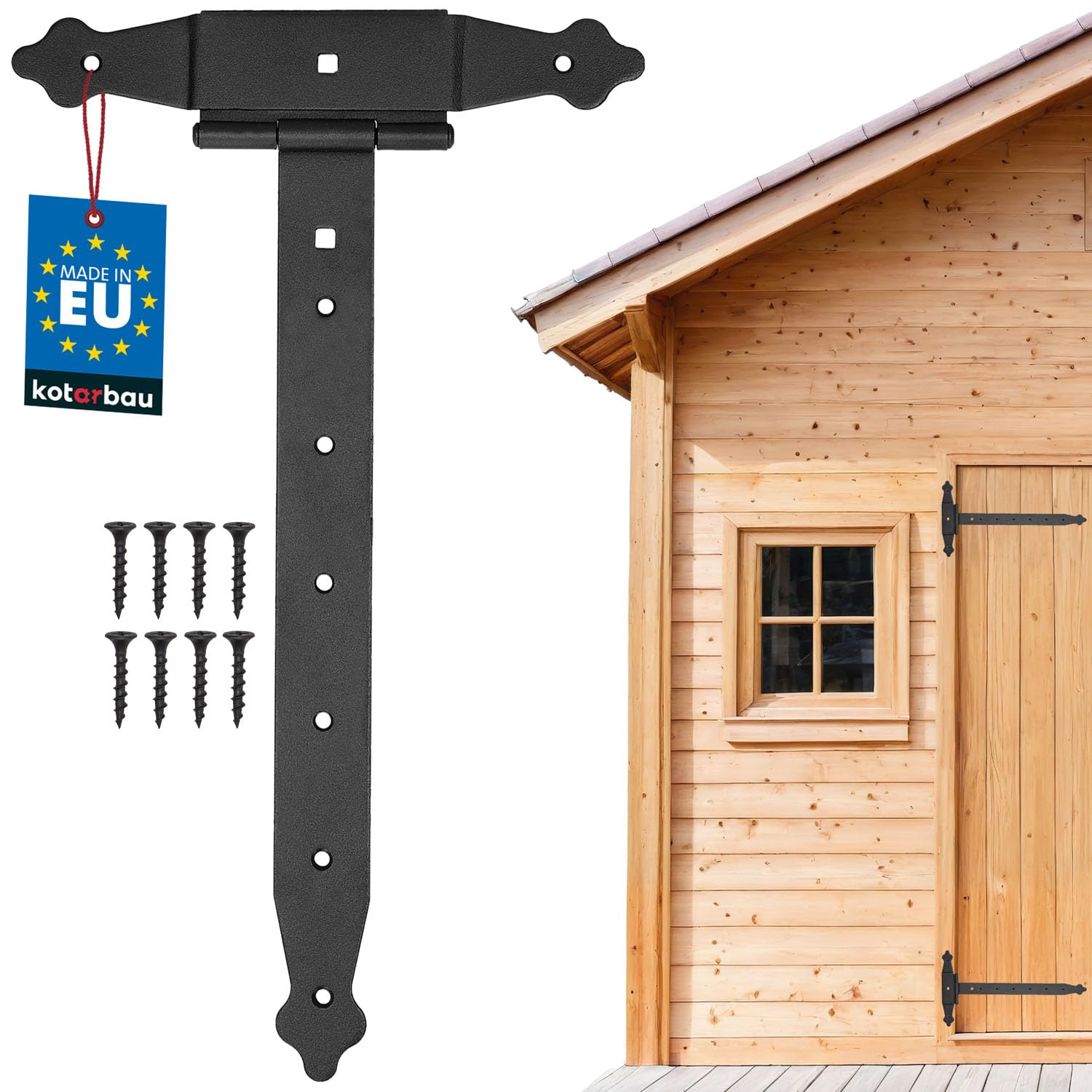 KOTARBAU® Cross Hinge 350 mm Shutter Hinge Band Plate Building Fittings Gate Fitting Wood Connection Throw Hinges T-Hinge T-Band Powder Coated