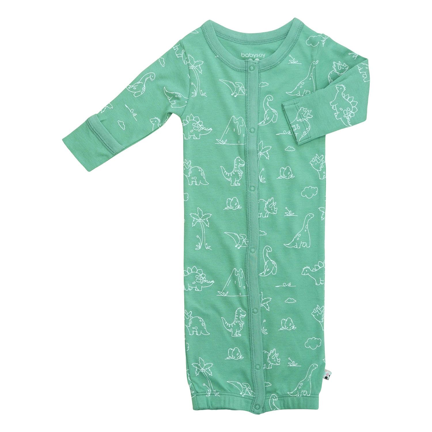 Babysoy Unisex Baby Long Sleeve Gown Sleep Sack, Ultra Soft Nightgown, Newborn Reversible Mittens