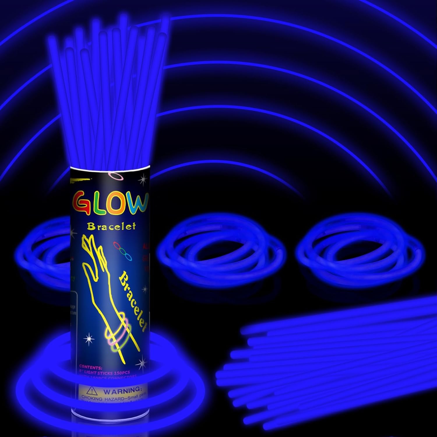 8” 150 Glow Sticks Bracelet Bulk Glow Sticks with 150