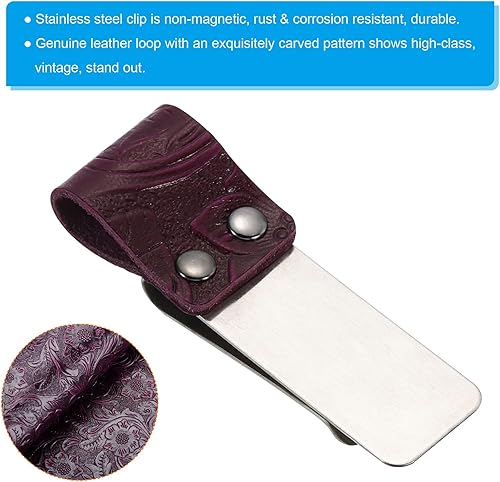 Miniatura 9 de PATIKIL Clip para bolígrafo para cuaderno, diario de viaje de cuero, soporte para lápices, marcador de manga tallada con clip de acero inoxidable,