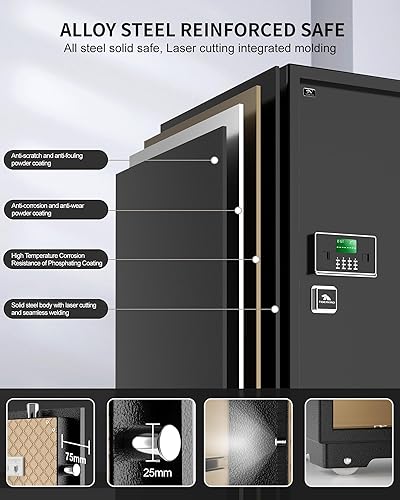 Miniatura 5 de TIGERKING - Caja fuerte extra grande de 7.2 pies cúbicos, caja fuerte para el hogar con doble cerradura de llave de seguridad y caja de bloqueo