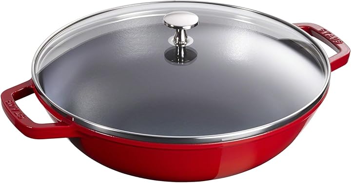 Staub tegame casseruola 30 cm in ghisa rossa con coperchio in vetro 40511-345-0