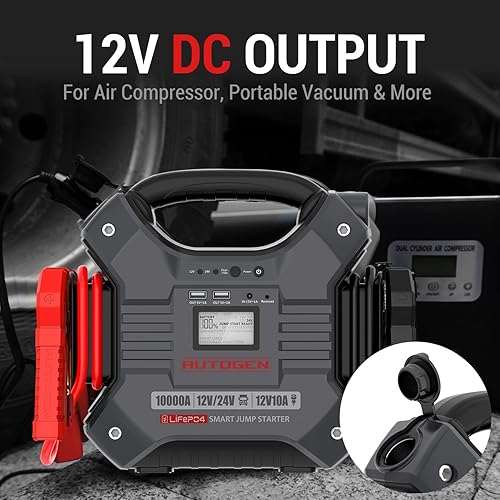 Miniatura 6 de AUTOGEN - Equipo auxiliar de arranque 10000A 12V24V 42000mAh de fosfato de litio y hierro LiFePO4 cargador portátil para todos los motores de