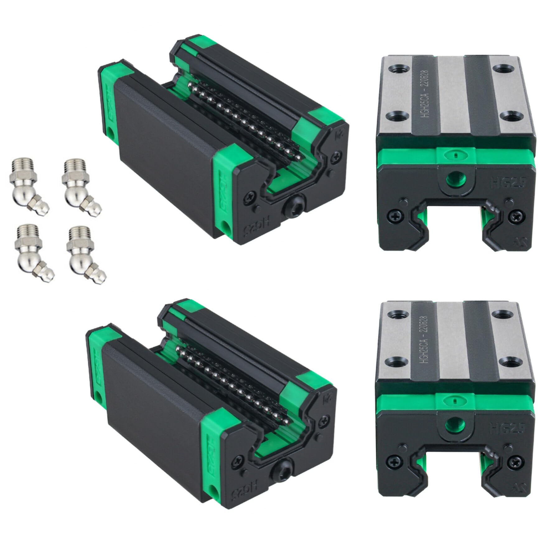 2 guías lineales HGR 25-1000 mm con 4 bloques deslizantes, longitud de riel lineal de 1000 mm para impresoras 3D, máquinas CNC, dispositivos eléctricos