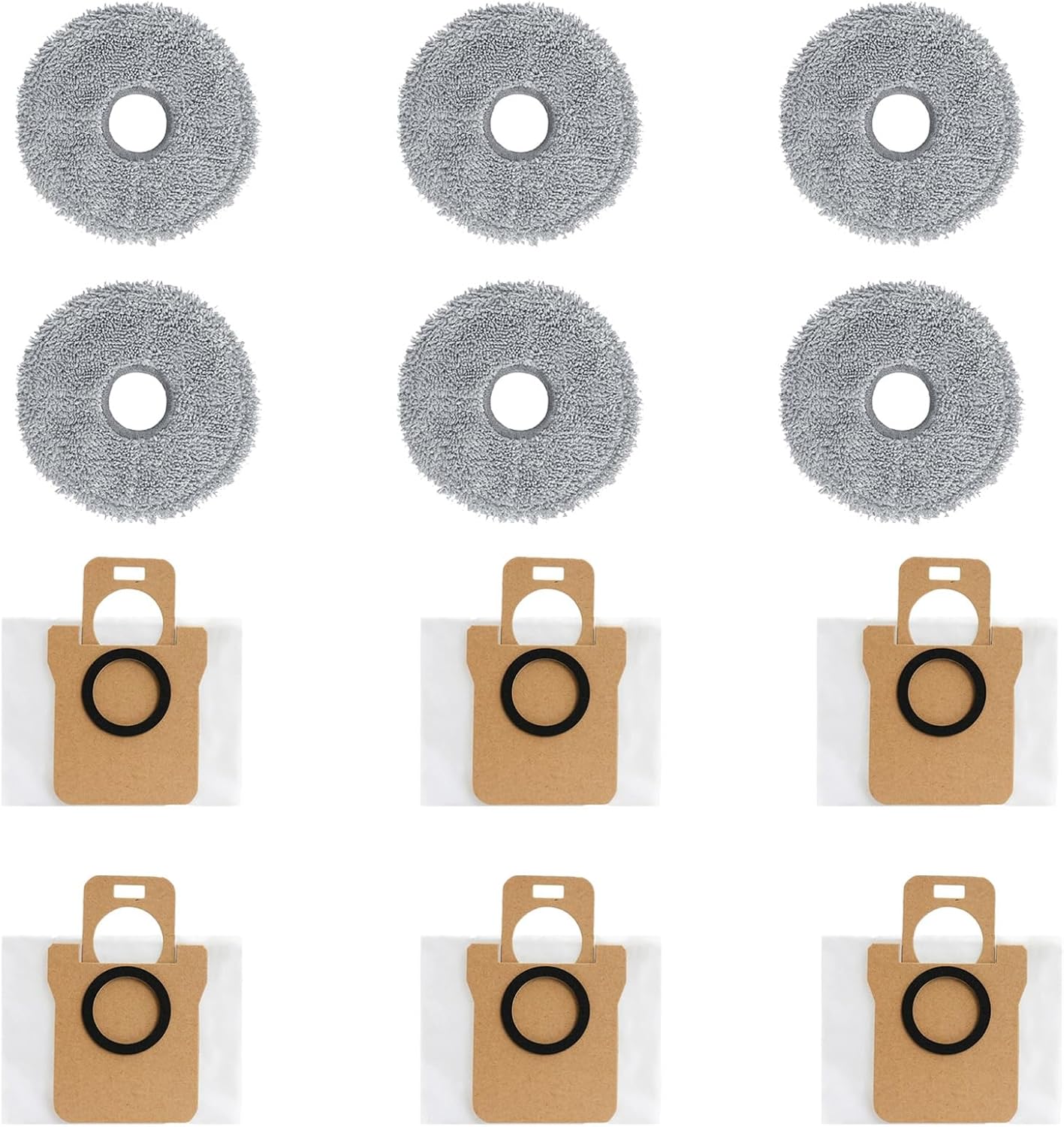 Dust Bags and Mop Pads Replacement For JONR P20 PRO Vacuum Cleaner, prats 6 Dust Bags 6 Mop Pads,