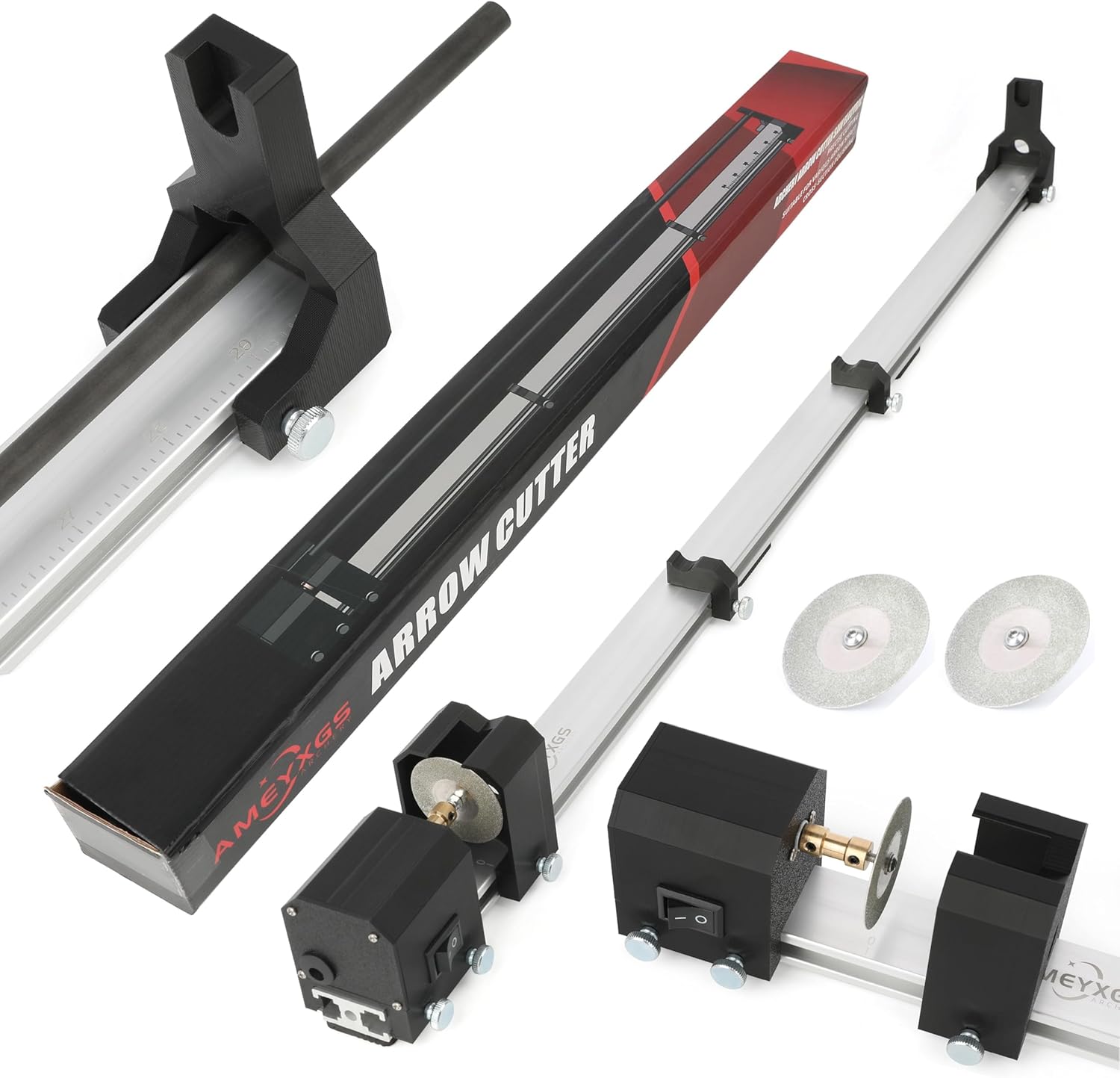 ZSHJGJR Archery Electric Arrow Cutter Saw 12000 RPM Electric Reciprocating Saw Adjustable Arrow Shaft Cutting Tool with Corundum Saw Blades for All Kinds Arrow Shaft DIY