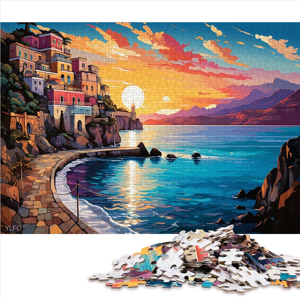 puzzle per adulti la Costiera Amalfitana per Adulti 2000 Pezzi Puzzle 70 x 100 cm Puzzle di carta grigia per adulti e bambini Età 14 anni in su Rompicapo Puzzle