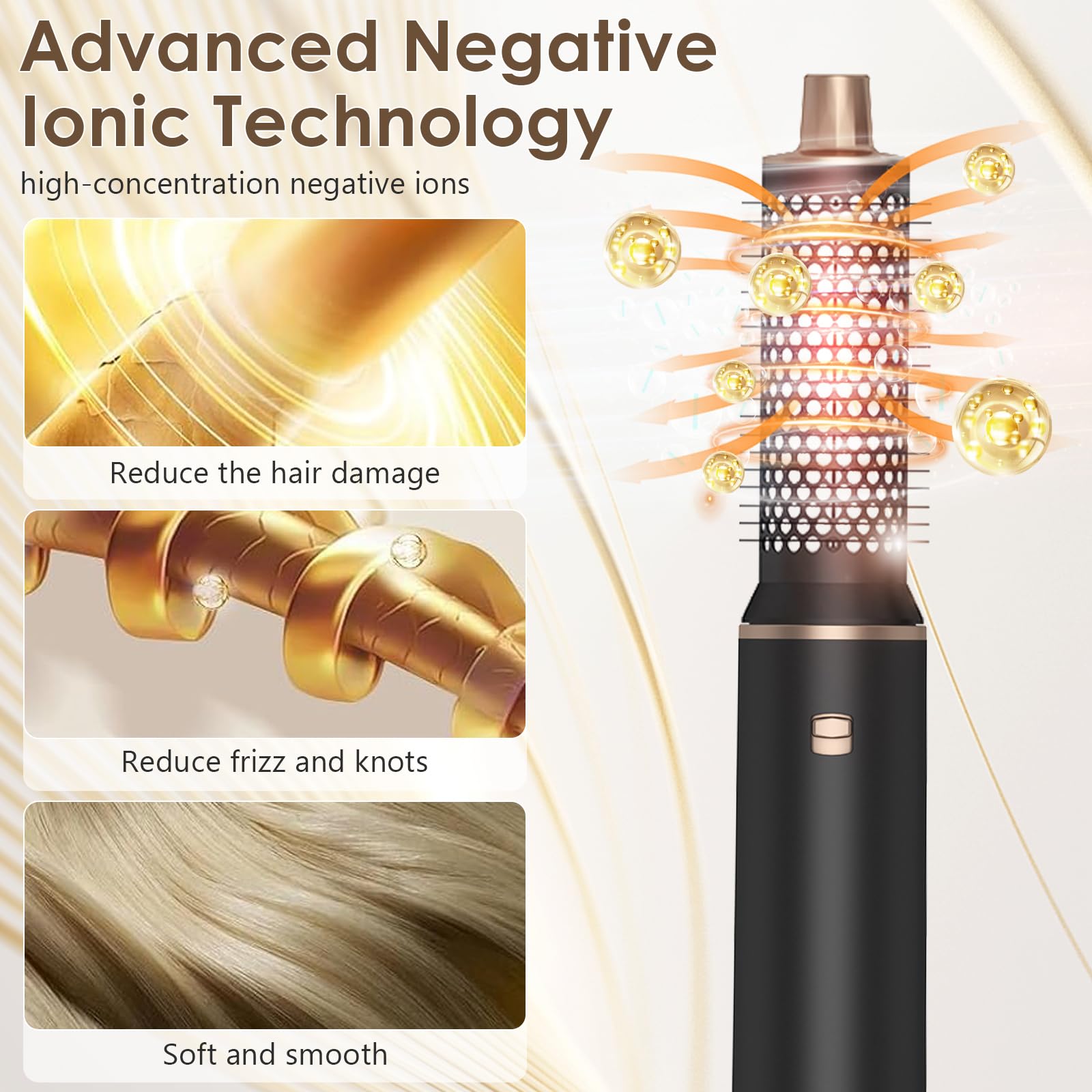 HyAdierTech Spazzola Asciugacapelli 5 in 1 Multifunzione,1000W Ferro Arricciacapelli Ioni Negativi, Air Styler, Piastra con 5 Accessori, 3 Temperature,per Asciugatura Raddrizzamento Stampaggio Volume