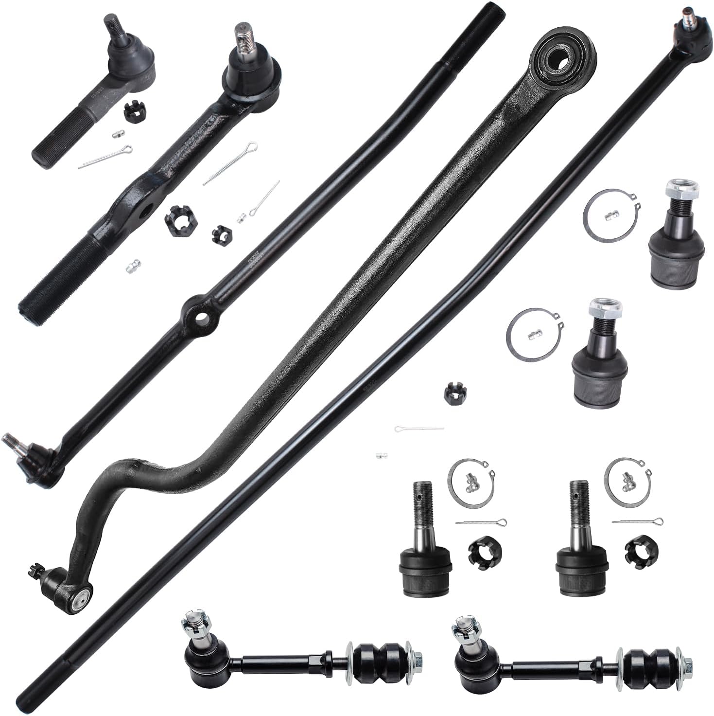 Detroit Axle - 4WD Front 11pc Suspension Kit for 1995-1997 Dodge Ram 2500 3500, 4 Inner Outer Tie Rod Links, 4 Upper & Lower Ball Joints, Track Bar, 2 Sway Bar Links 1996 Replacement