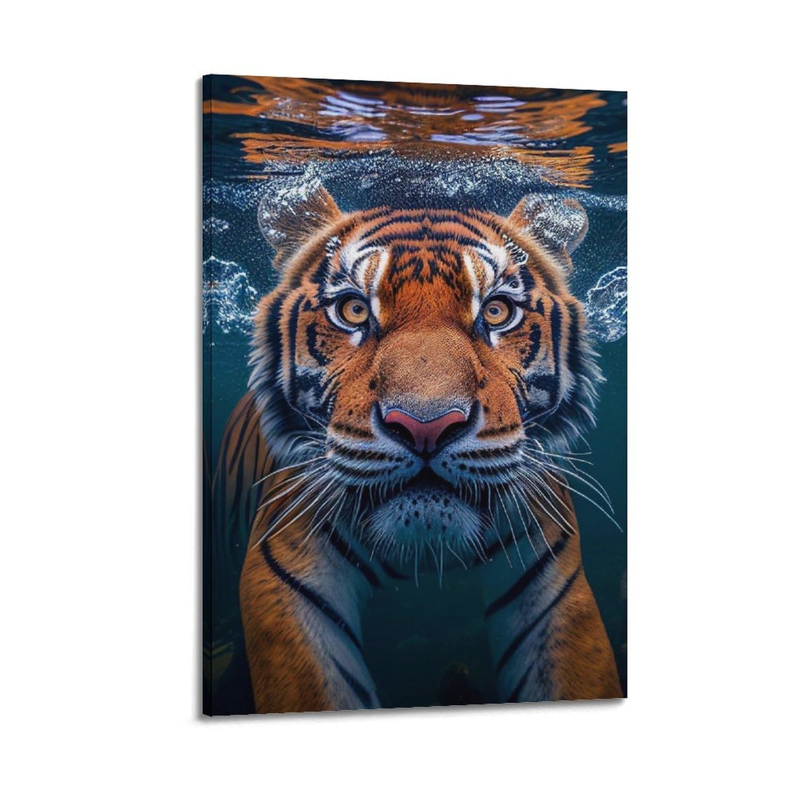 ZSZWHJ Wildlife Poster Tiger in The Water Poster Decorative Painting Canvas Wall Posters And Art Picture Print Modern Family Bedroom Decor Posters 20x30inch(50x75cm)