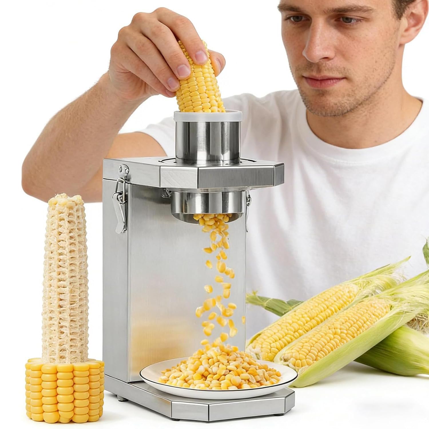 LSHFYV Electric Corn Stripper, 40W Motor with Removable Cutting Assembly