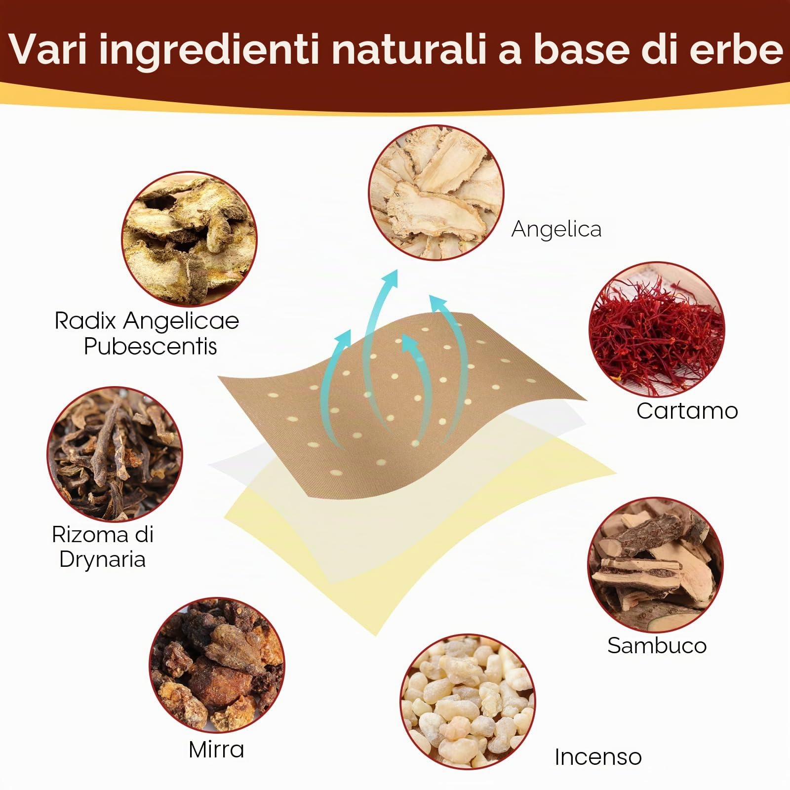MQUPIN Pain Relief Patches, 42 Cerotti Ginocchio Impacchi di calore naturale a base di erbe per alleviare il dolore alla schiena, al ginocchio, al collo e alla spalla, 12 ore di lunga durata