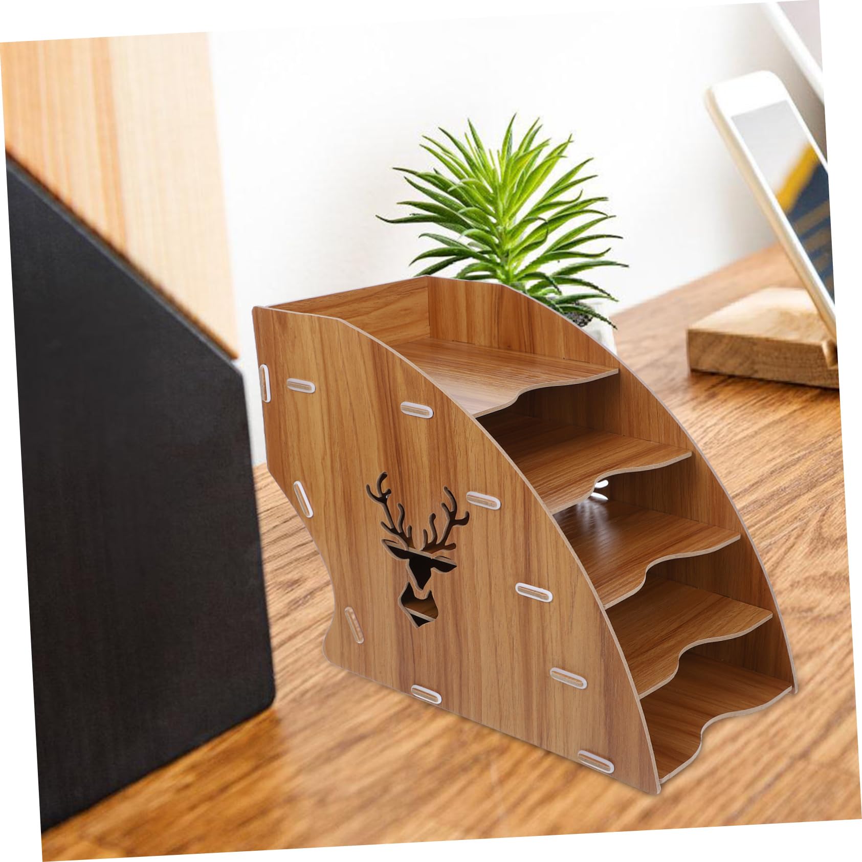 HOMSFOU Schreibtisch-akten-Organizer Aus Holz Papiersortierer Für Bürobedarf Mehrstufiger Ordner-Organizer Post-Organizer Zum Aufbewahren Von Dokumenten Und Zeitschriften