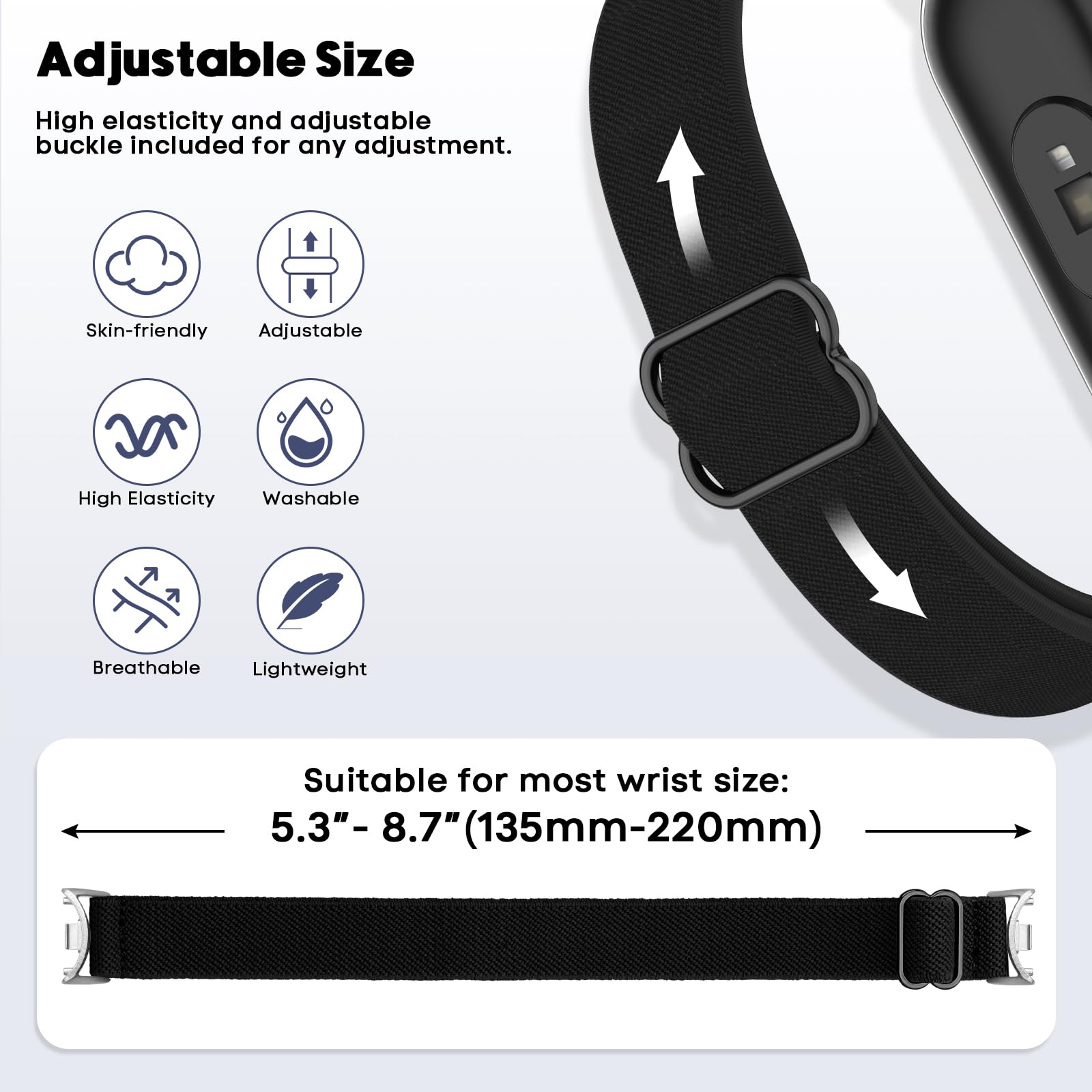 2 Piezas Correas de Nylon Compatibles con Xiaomi Band 10/9/8, Pulsera Tejida para Miband 8/9/10 Accesorios, Resistente al Agua, Transpirable, Ligero, Suave, Cómodo, Unisex Pulseras Deportivas