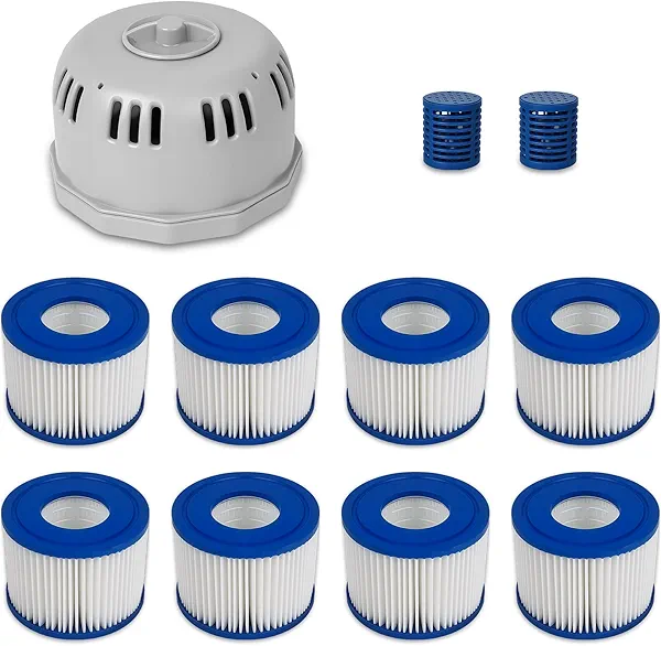 sawluv Replacement VI Spa Filters 8pcs and Hot Tub Part P05343, P6653 Filter Cartridge Holder Fits Best Way Cole Man Salu Spa, Filter Cartridge Holder for Hot Tubs Lay-Z-Spa, 2pcs of Mineral Stick