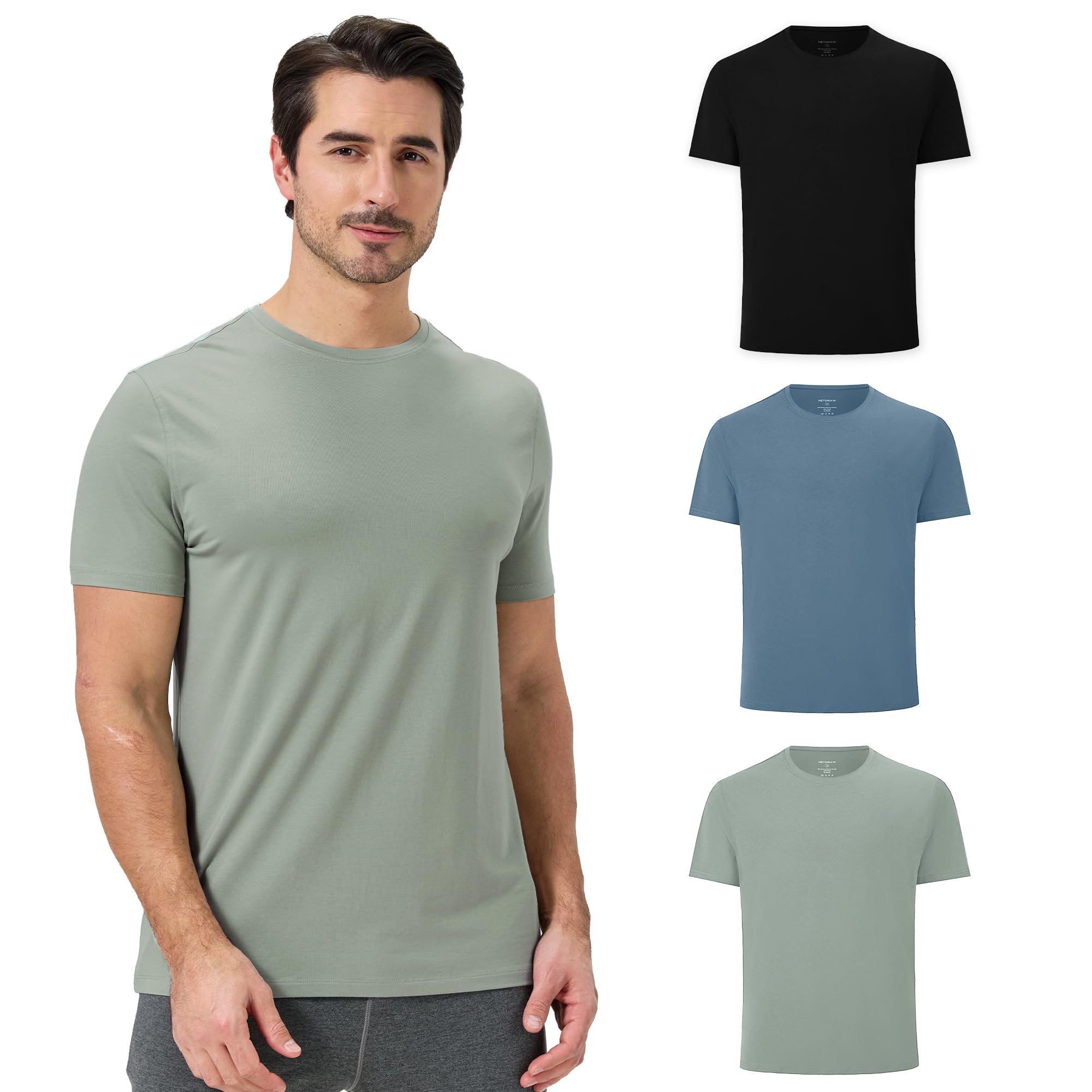 netdraw Mens Ultra Soft Bamboo Viscose Short Sleeve T-Shirt Comfy Lightweight Casual Sleep Lounge Shirt