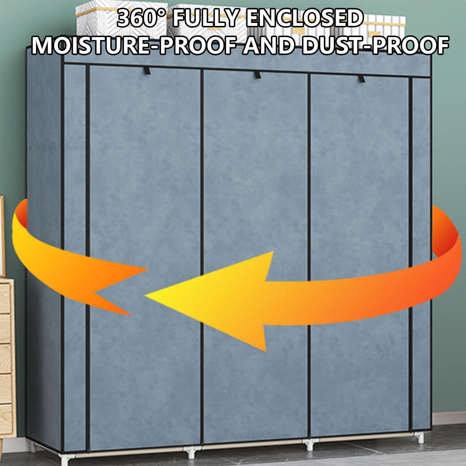 Tragbare Kleiderschrankregale, Canvas-Kleiderschrank mit Kleiderstange, Regale, Kleiderschrank-Aufbewahrungsorganisator für Schlafzimmer, Wohnzimmer, Farbe: 88 x 45 x 166 cm