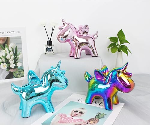 Miniatura 5 de Alcancía de cerámica de unicornio, banco de dinero para ahorrar dinero para niños, bonito banco de monedas decorativo para el hogar, regalos de