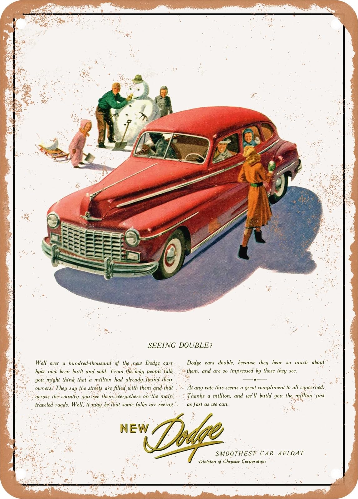 METAL SIGN - 1947 Dodge Seeing Double Vintage Ad home decor