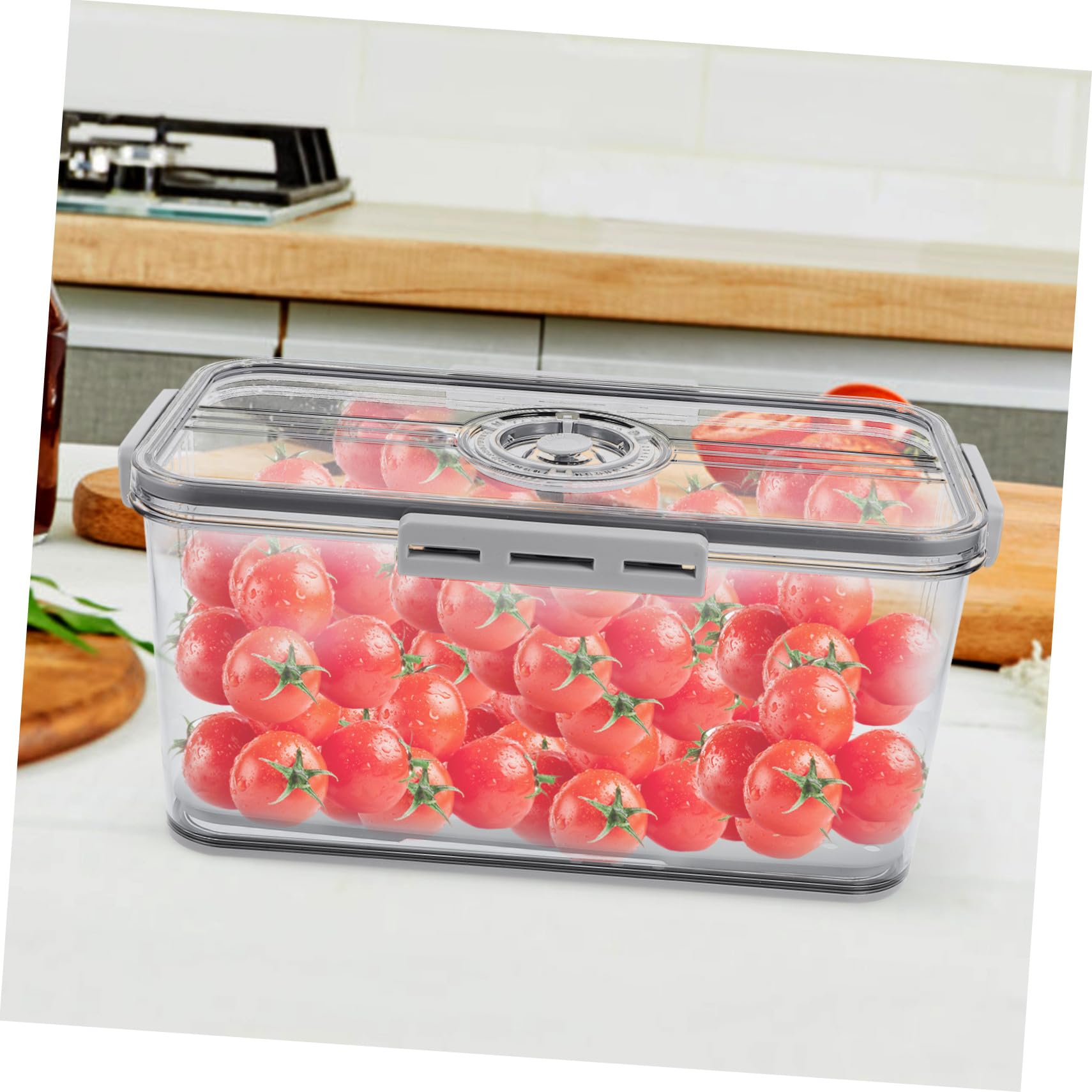 DOITOOL Frischebox aus Pet mit Dichtem Verschluss für Obst und Gemüse | Transparent, mit Abtropfplatte, für Kühlschrank und Gefrierfach, für Küche