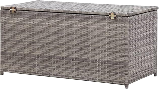 ZEYUAN Garden Storage Box Poly Rattan 100x50x50 cm Grey,Weatherproof Garden Storage Chest,Outdoor Equipment Storage Container
