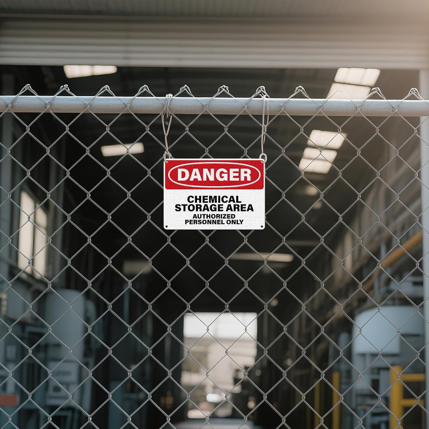4 Pack Danger Chemical Storage Area Signs 10 × 7 Inches Authorized Personnel Only Sign Pre-Drilled Holes Waterproof Aluminum Metal Reflective Signage for Industrial Facilities Laboratories