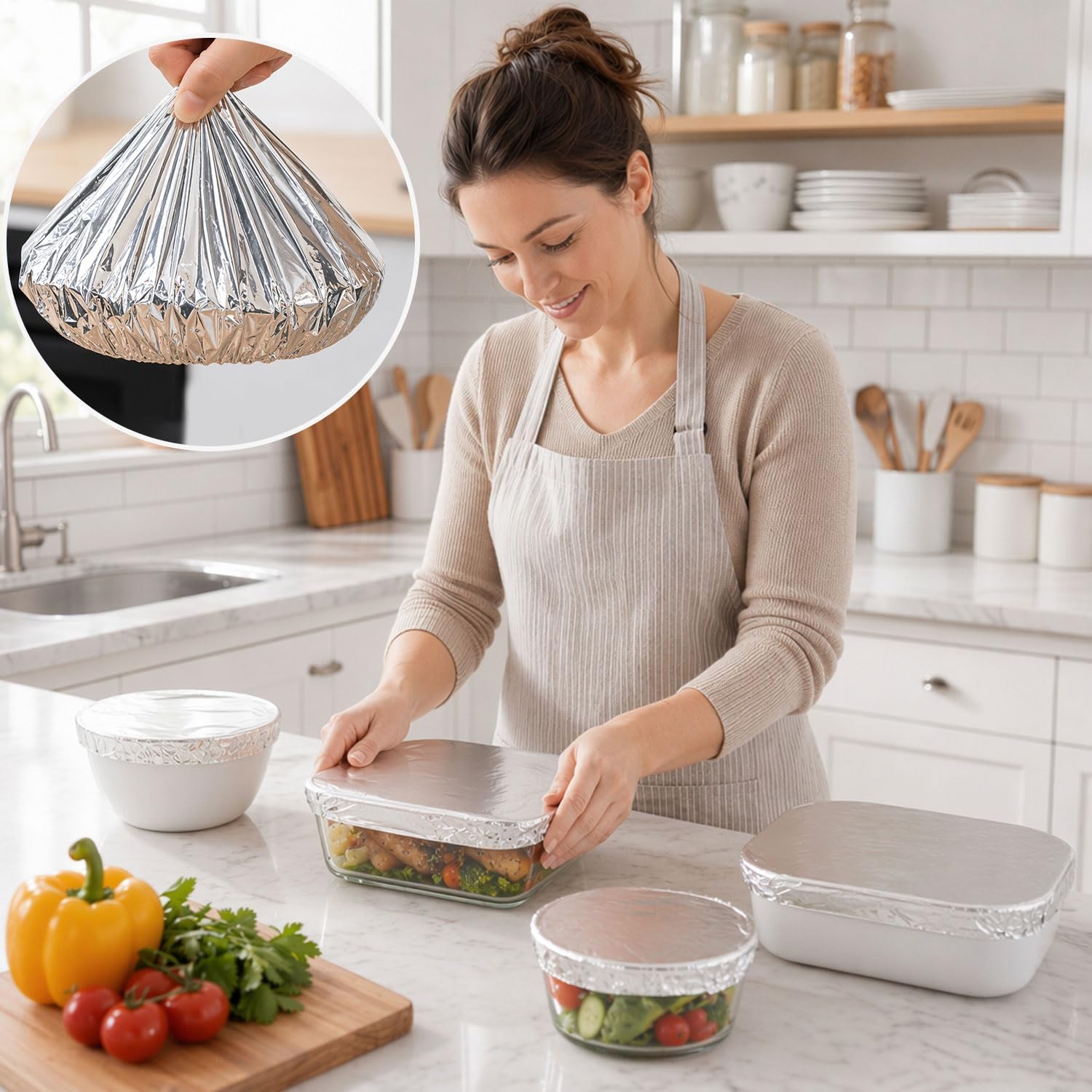 80 pc Reusable Aluminum Foil Food Covers,Pop-Up Tin Foil Food Insulation Cover,Fresh Keeping Food Cover for Home Kitchen Meals Vegetables Fruits Leftovers