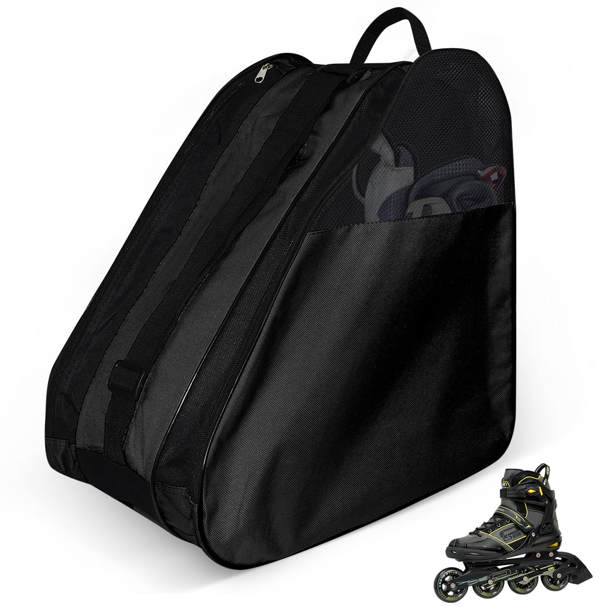 Borsa per Pattini a Rotelle, Borsa Pattini in Linea con Tracolla Regolabile Borsa da pattinaggio a rotelle Borsa Pattini a Rotelle Impermeabile Borsa per Pattini da Ghiaccio Traspirante (Nero)