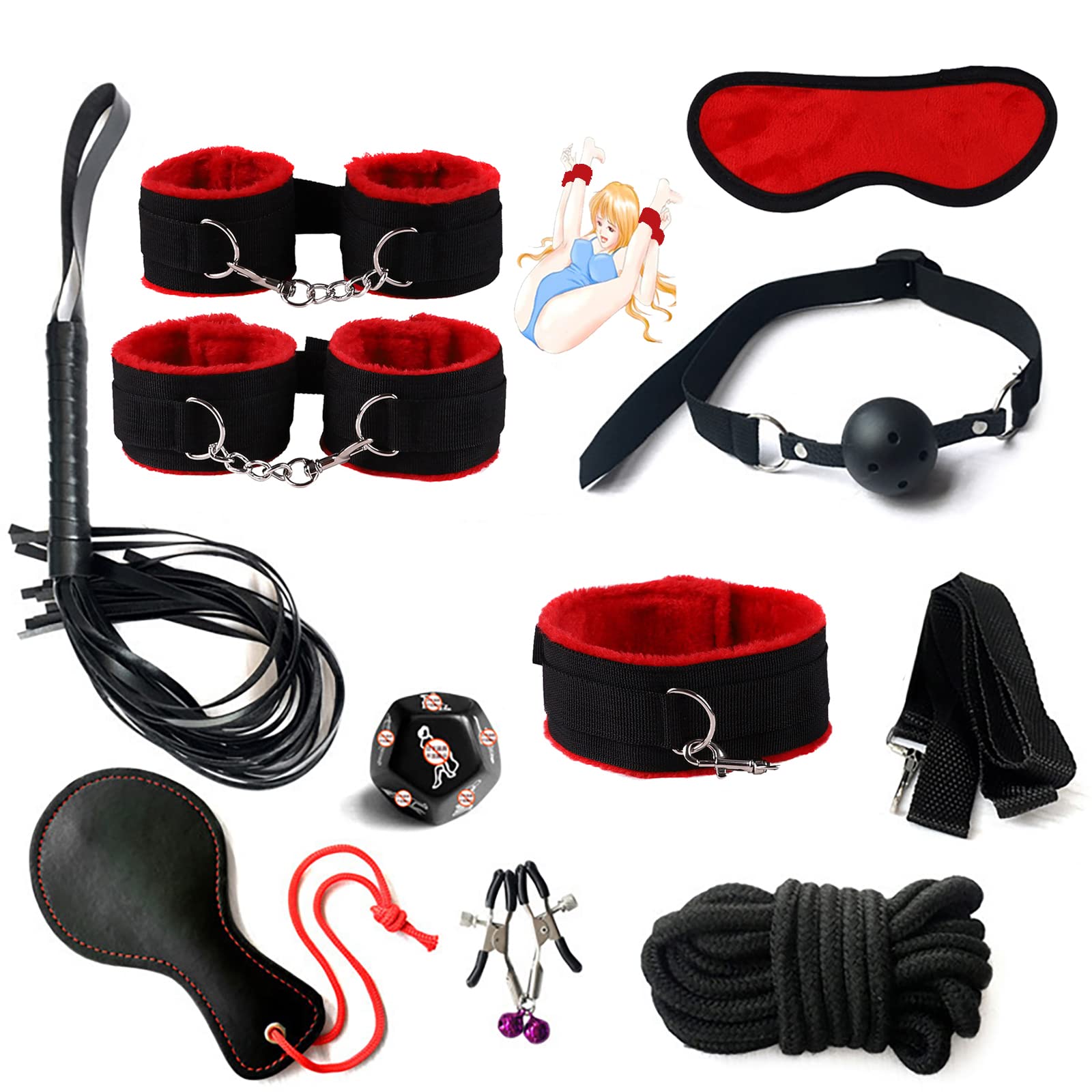 ZZZZS (Rojo) 10 Piezas de Juego de Nylon Divertido Conjunto para Las Parejas a experimentar una Vida Mejor, los Deportes y Juegos de Ocio, Actividades de Interior de la Familia
